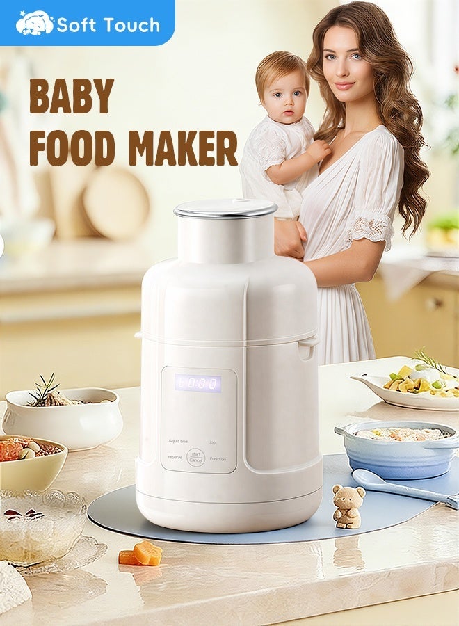 Soft Touch Multi-Functional Baby Food Maker, 2-in-1 Steamer and Blender, 300mL Glass Bowl, Baby Food Processor with SS316 Blade, Low-Noise, Keep-Warm, Steam Cook and Blender with Touch Screen Control for 6+ Months - Image 1